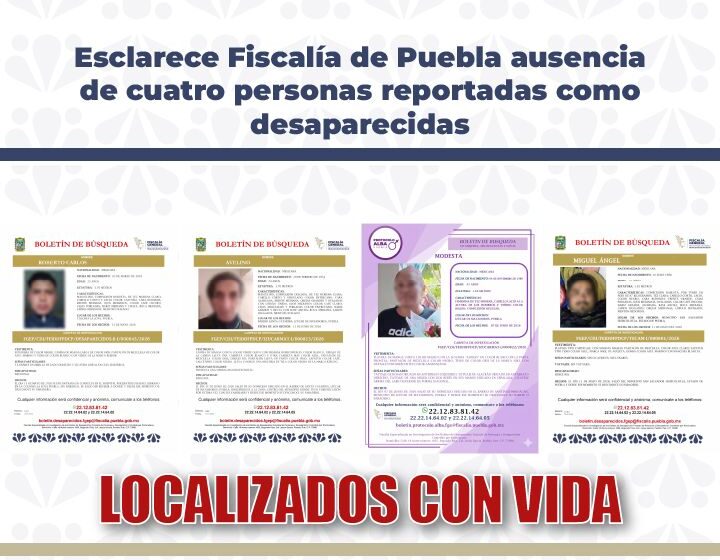 302 Localizan en Puebla a 4 personas reportadas como desaparecidas